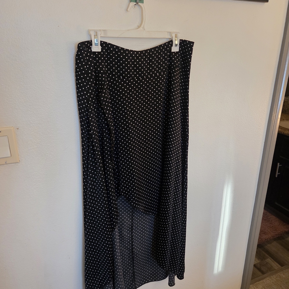 Women's Black Polka Dot Midi Skirt